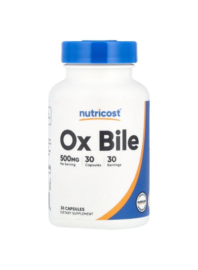 Nutricost, Ox Bile, 500 mg, 30 Capsules - Image 1